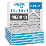 Aerostar 14x14x1 MERV 13 Pleated Air Filter, AC Fu