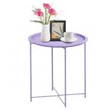 Folding Tray Metal Side Table Purple Green Round E