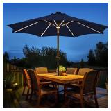 BLUU MAPLE 9 FT Outdoor Solar Patio Umbrella LED T