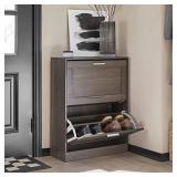 Haotian FSR137-BR, Brown 2 Drawers Shoe Cabinet Sh
