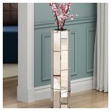 Mirrored Tall Flower Vase Large Glass Silver Conte