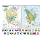 North America Political & Physical Continent Map w