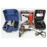 Impact Wrench, (3) Drills, & Drill Bit Sharpener
