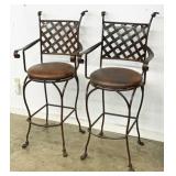 Pair of Wrought Iron Swivel Bar Stools