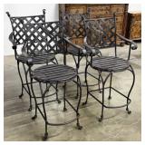 (4) Wrought Iron Barstools w/ Steel Slat Bottoms
