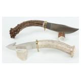 (2) Custom Made Stag Handled Knives