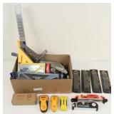 Group of Tri-Squares, Stud Finders, Levels, Etc.