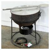 15 Gal. Cast Iron Pot w/ Stand, Burner, & Lid