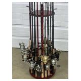 (20) Assorted Fishing Rods & Reels w/ Stand