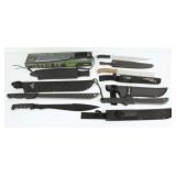 (5) Machetes & Large Sheath Knife