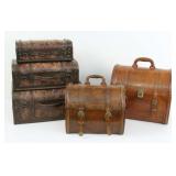 Group of Faux Leather Decorator Boxes