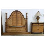 Queen Size Bed, Chest, and Lamp