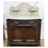 Victorian Walnut Marble Top Washstand