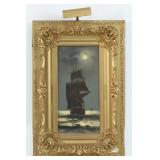 W. Warren "Ship Under Moonlight" O/C Painting