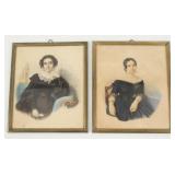 (2) Carl Hartmann (1818-1857) Lady Watercolor