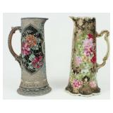 Two Nippon Ceramic Pitchers,H/P Moriage