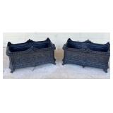 Pair Victorian 19th C. Hinders Cast Iron Planters