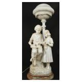 Alabaster and Marble Lamp w/ Boy & Girl