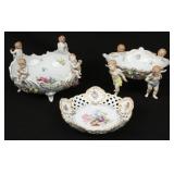 (3) Dresden Hand Painted Porcelain Bowls