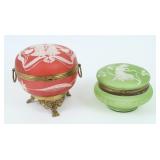 (2) Bohemian Art Nouveau Glass Dresser Boxes