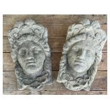 Pair of Matching Carved Stone Mascaron Women