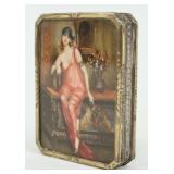 .900 Silver Compact w/ Handpainted Lady