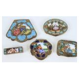 (4) Italian .800 Silver En Plein Enameled Compact