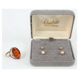 USSR 21K Gold Ring & 14K Gold Earrings