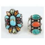 (2) Sterling Rings, Leo Feeney & Navajo