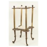 Victorian Marble & Brass Pedestal w/ Shelf