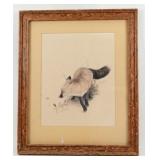 Rare Wormy Persimmon Frame w/ Fox Print