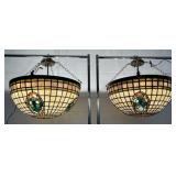 Monumental Pr Tiffany Style Dome Lights E. 20th C.