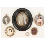 Mourning Jewelry 14K & Plate, Framed  Art