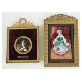 19th C. French Enamel On Copper & Porcelain Ladies