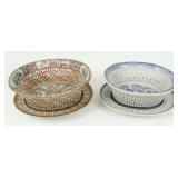 Rose Medallion & Blue & White Chestnut Baskets
