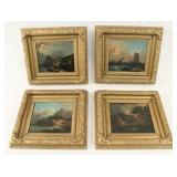 (4) 19th C. European Oil On Tin Landscapes