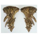Pair English Chippendale Giltwood Wall Brackets