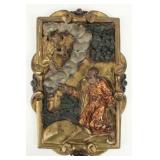 18th C. Colonial Religious Polychromed Wood Panel