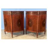 Pair of Adam Style Mahogany Demilune Cabinets