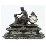 French Statue Clock w/ Marble Base, 19th Century