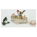 (3) Pieces of Herend Porcelain, Ink Well, Etc.