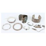 (7) Sterling Silver Bracelets & Sweater Clips