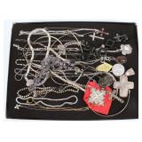 Large Group of Sterling Silver Necklaces & Pendant