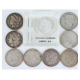 (9) Morgan and Peace Silver Dollars 1878-1927