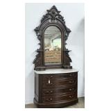 Victorian Walnut Marble Top Dresser, Circa 1860