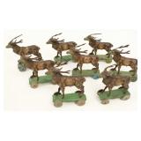 (8) Penny Toy Tin Elk On Wheels