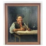 G. Moran Early 20th C. Sitting Man Painting