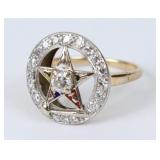 Ladies 14K Yellow Gold Eastern Star Ring