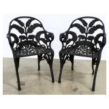 Pair of Cast Iron Fern Garden Chairs