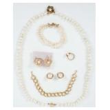 Pearl & 14K Bracelet, Necklaces, Earrings